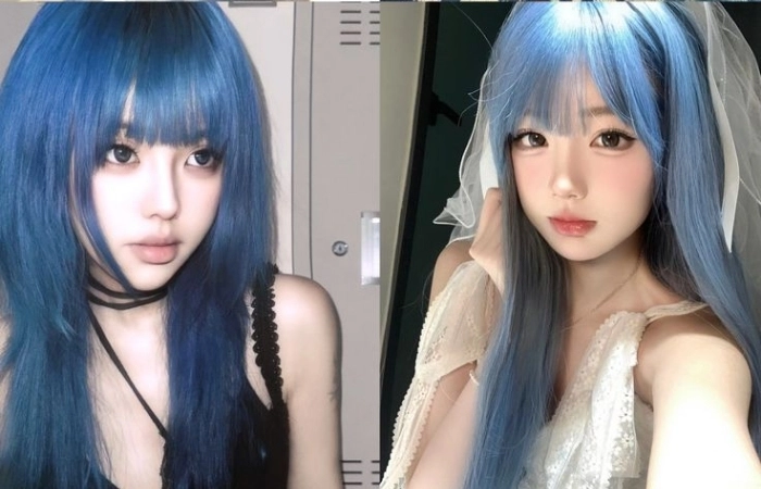 Tỏa sáng với màu tóc ánh xanh dương ngọt ngào