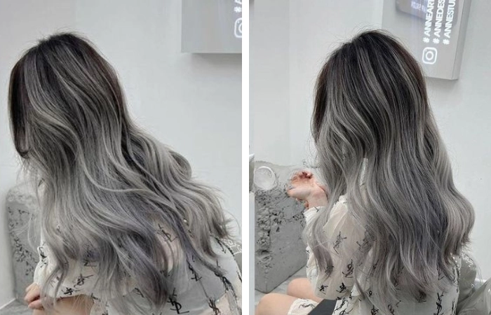 Khám phá ngay xu hướng màu tóc ombre xám khói sang trọng