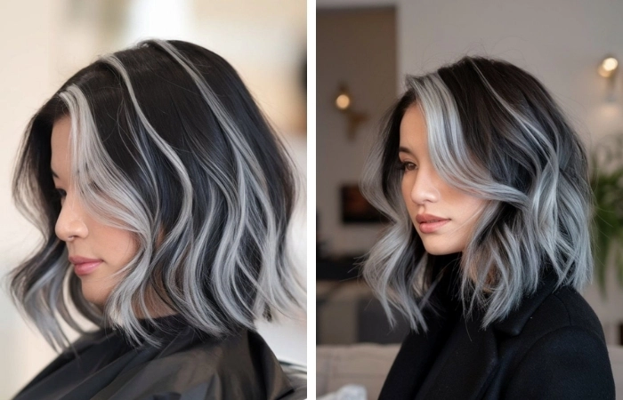 Tóc ngắn ngang vai cực trendy với tóc ngắn ngang vai màu xám khói