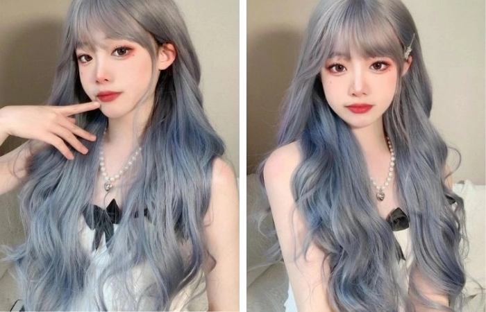 Đổi mới ấn tượng với màu tóc xám khói ánh xanh