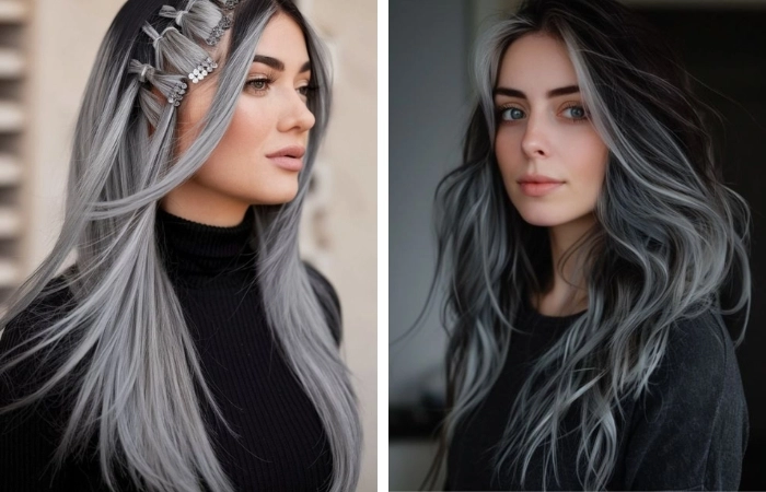 Vẻ đẹp độc đáo của tóc màu xám khói móc lai