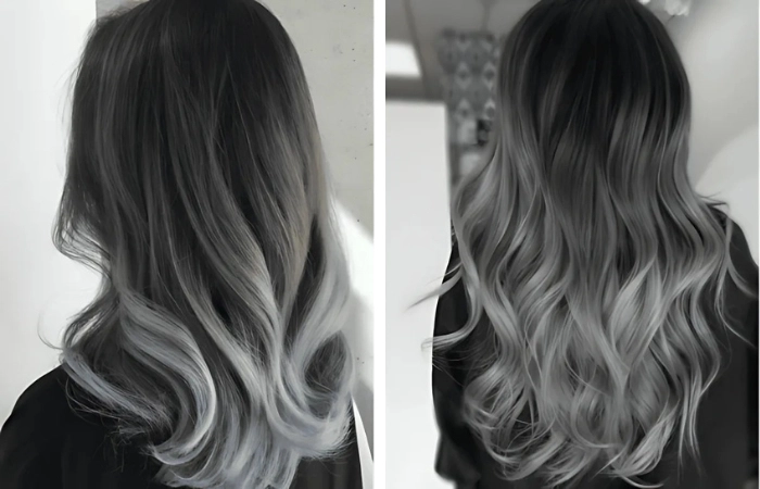 Tóc ombre sẽ lạ hơn với tóc màu xám khói ombre