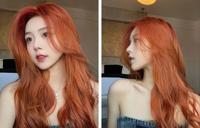 Màu tóc đẹp với màu tóc cam đỏ rực rỡ