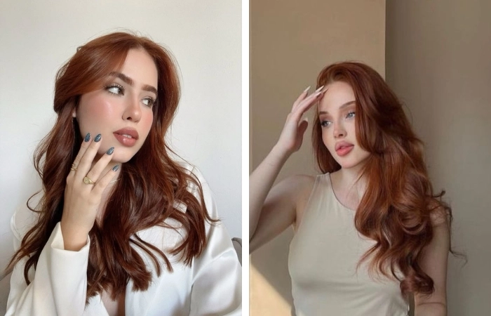 tóc màu nâu đỏ cam nổi bật và cuốn hút