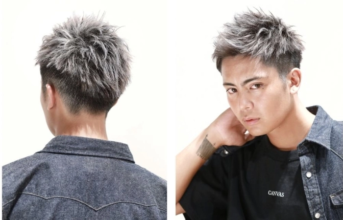Tạo dấu ấn riêng với màu tóc xám khói nam mohican