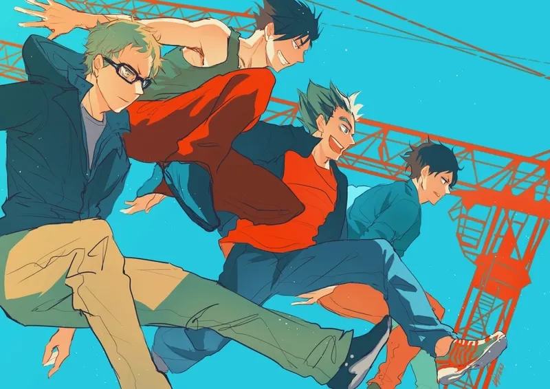 Tsukishima Kuroo Bokuto Akaashi tạo nên đội hình mạnh mẽ