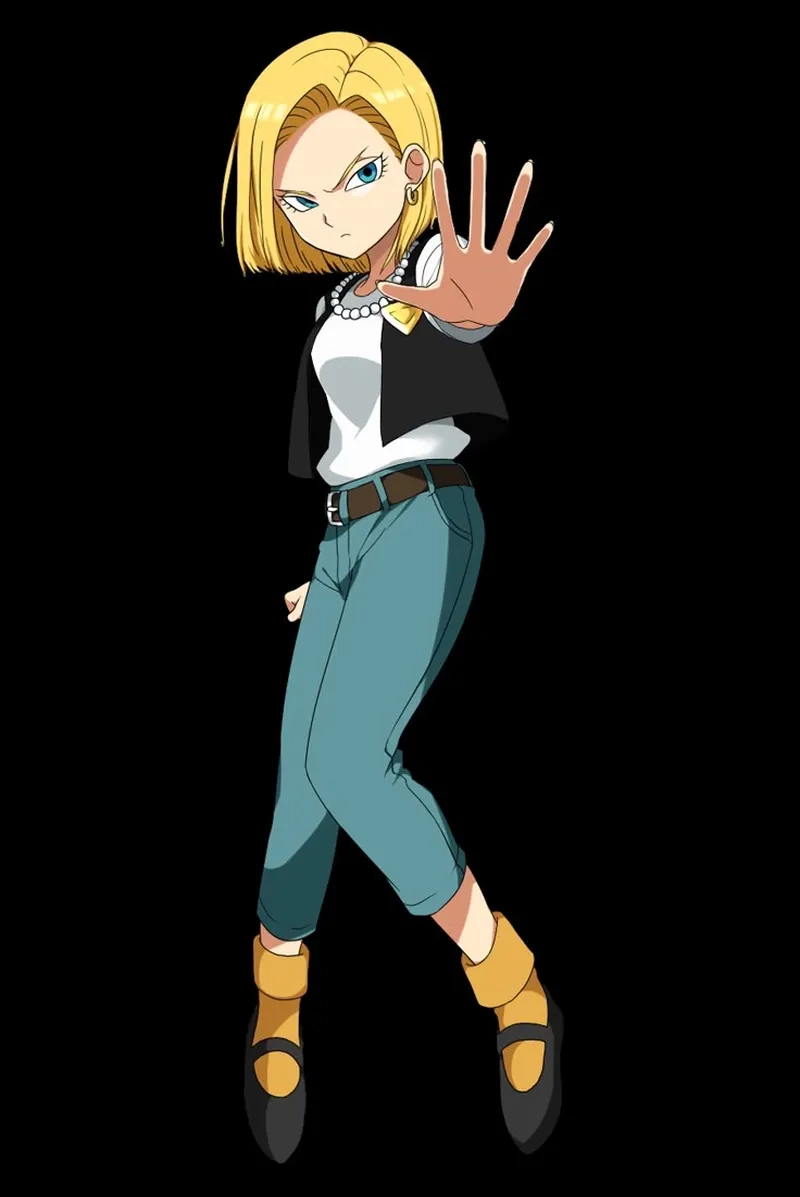 Android 18 long hair làm nổi bật vẻ đẹp đầy quyến rũ của nhân vật này