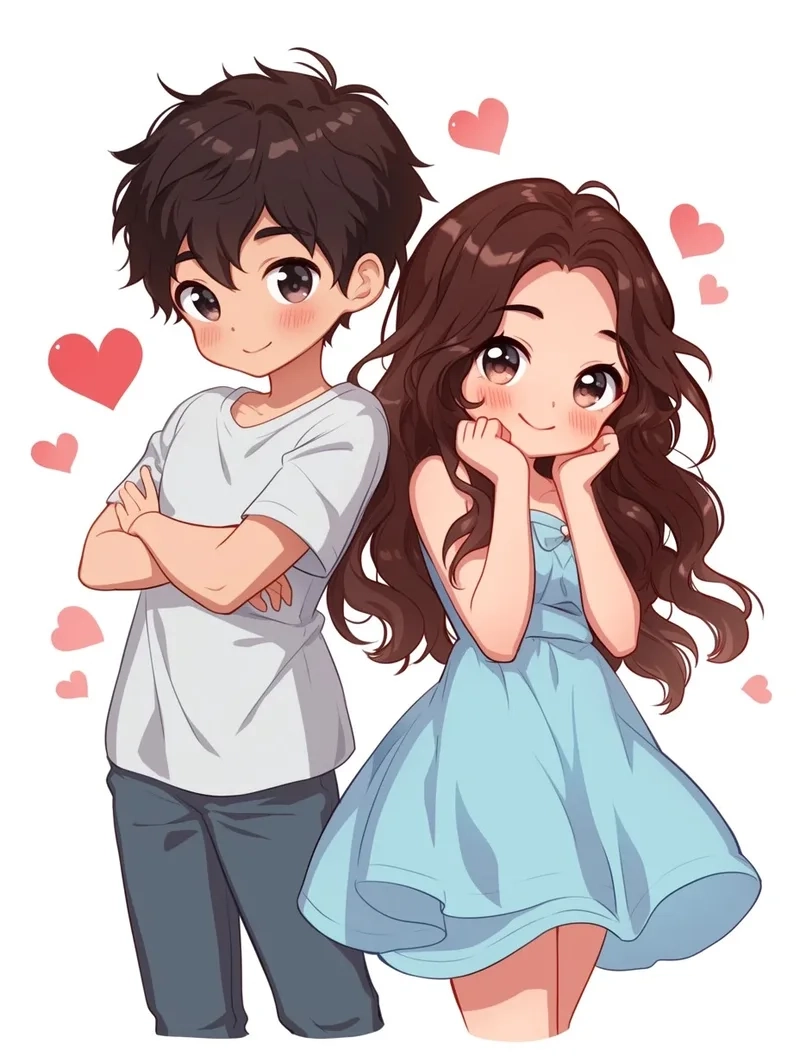Tình yêu màu hồng cùng chibi avatar đôi bff cute