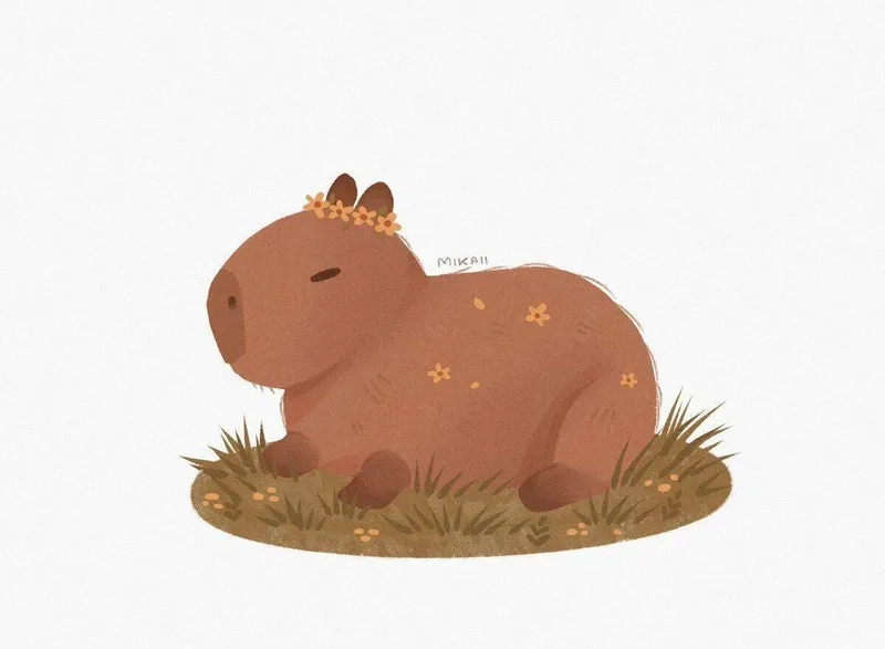 Tải ngay hình nền capybara chibi xinh xắn cho điện thoại
