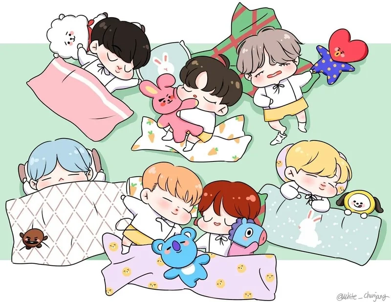 Hình nền bts chibi cute mang đến những hình ảnh đáng yêu và sống động