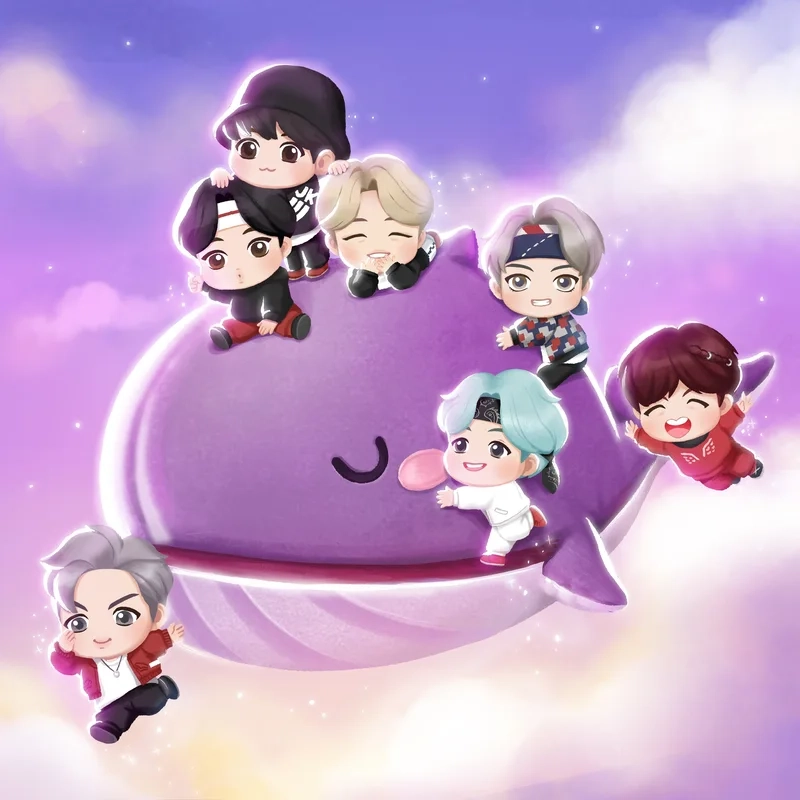Anime chibi bts đầy màu sắc và phong cách riêng biệt
