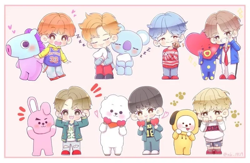 Bts chibi art là tác phẩm nghệ thuật cực kỳ đáng yêu