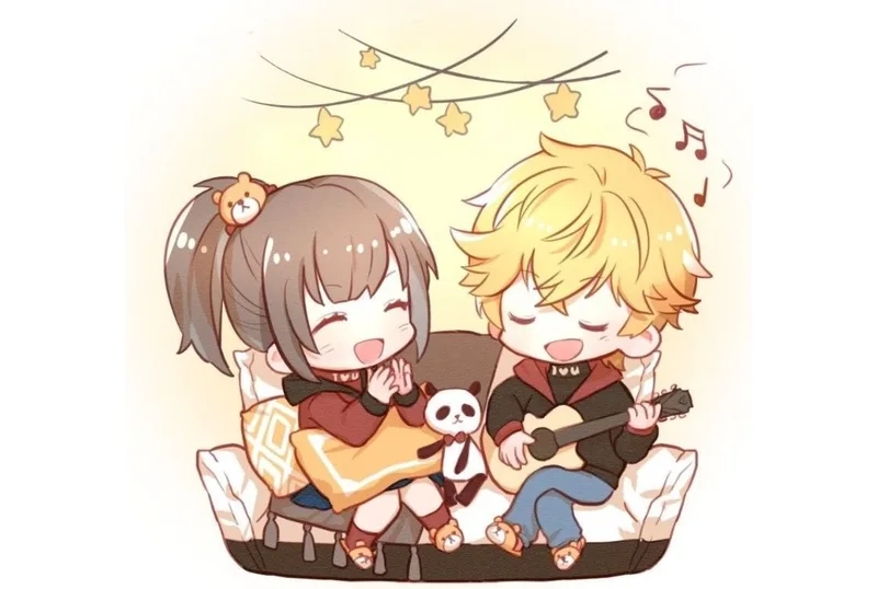 Ngọt ngào như tình yêu trong hình ảnh cặp đôi chibi