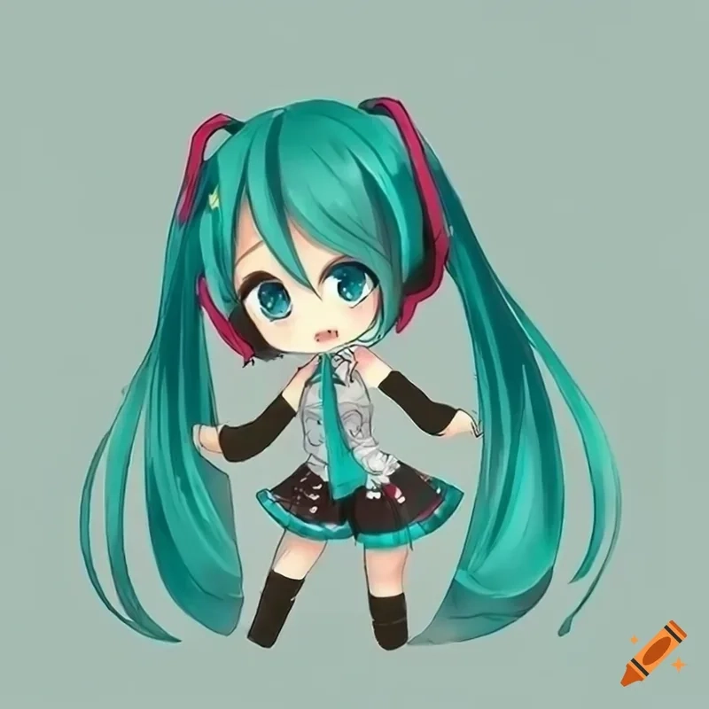 Chibi miku hatsune đáng yêu cho fan yêu thích Miku
