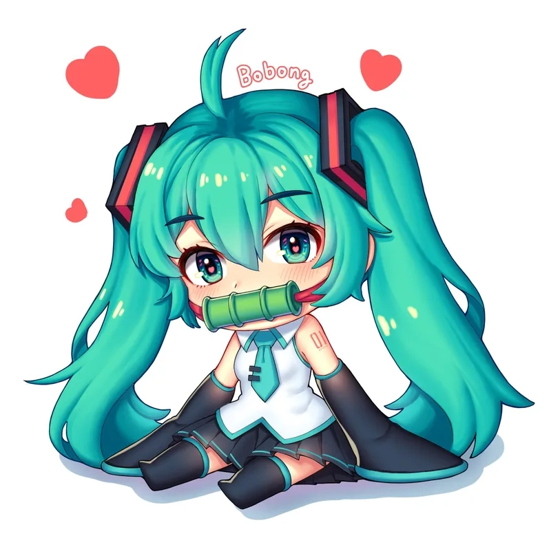 Miku anime chibi cute dễ vẽ cho những ai muốn thử vẽ chibi dễ dàng