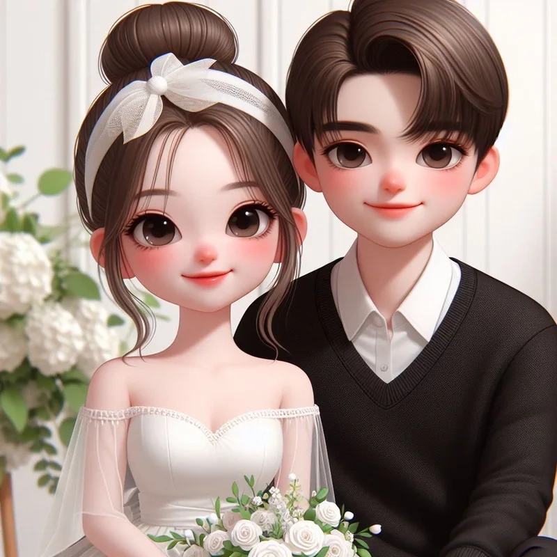 Chibi cô dâu chú rể dễ thương cho ngày trọng đại