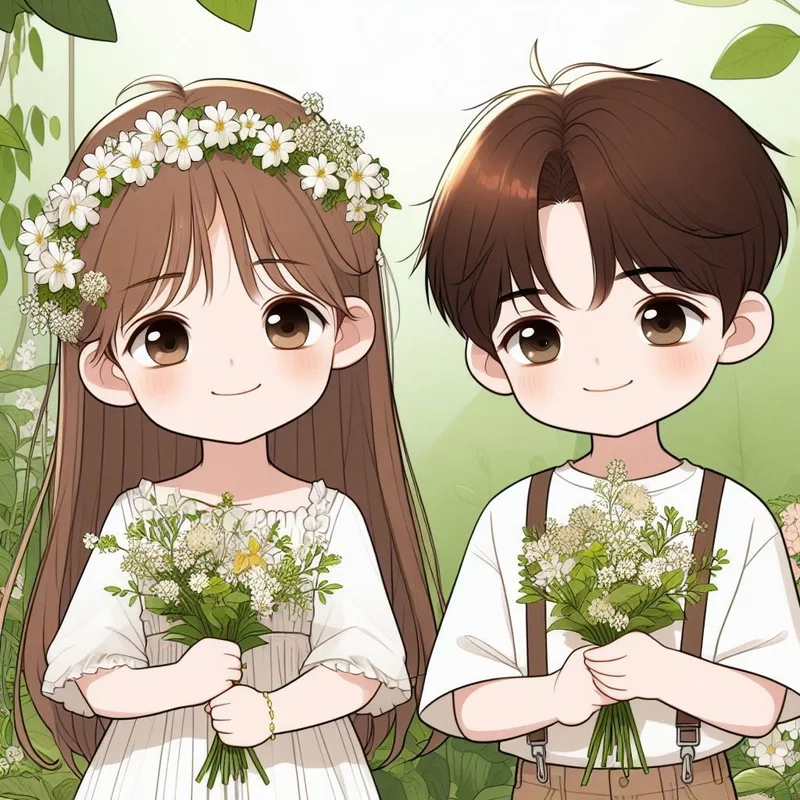 Hình ảnh cô dâu chú rể chibi cho album cưới thêm vui