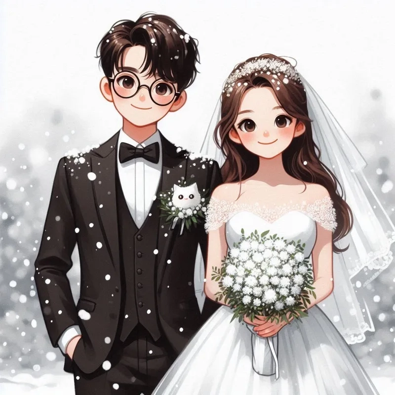 Chibi cô dâu chú rể áo dài cho phong cách truyền thống