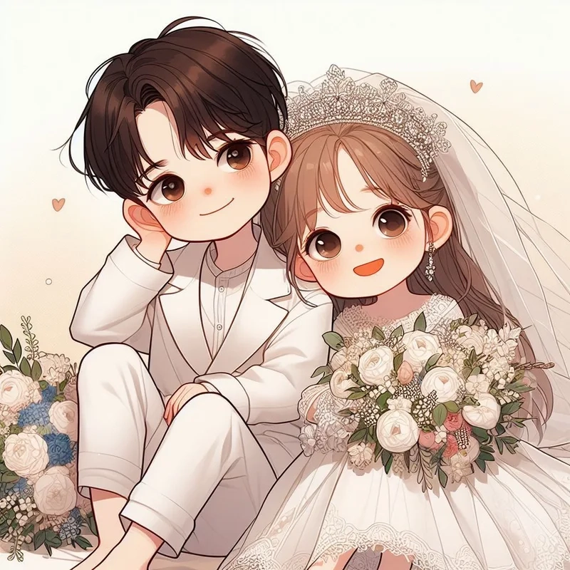 Ghép ảnh cô dâu chú rể chibi để tạo ra những bức hình độc đáo