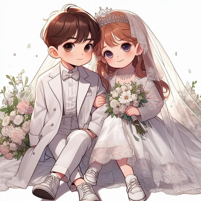 Cô dâu chú rể đồ chơi với thiết kế chibi dễ thương