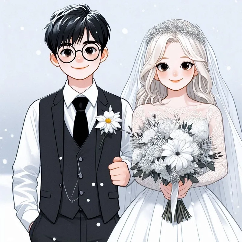 Vector cô dâu chú rể chibi cho các thiết kế đồ họa