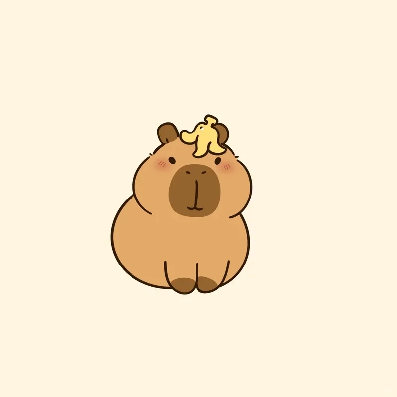 Hình siêu đơn giản nhưng cute capybara chibi đơn giản