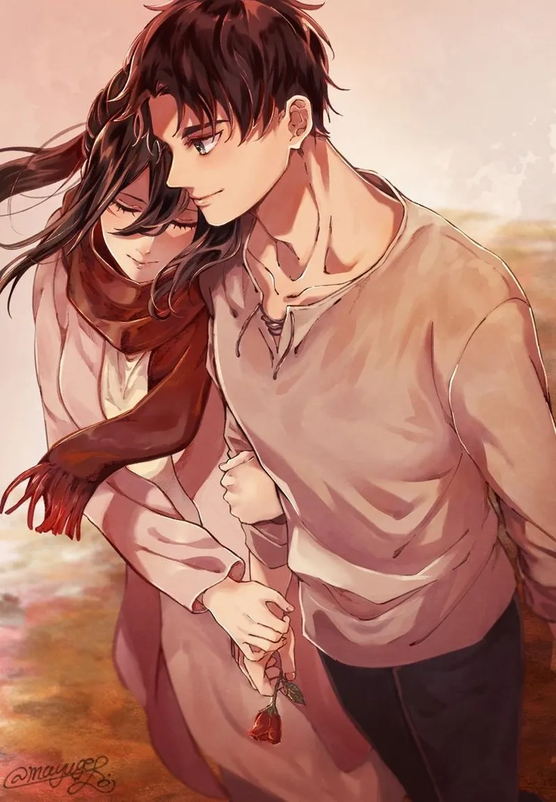 Eren quàng khăn cho Mikasa là một hành động thể hiện sự quan tâm chân thành