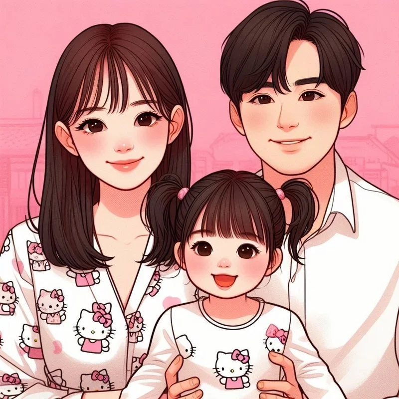 Cả nhà siêu đáng yêu trong ảnh gia đình chibi cực dễ thương