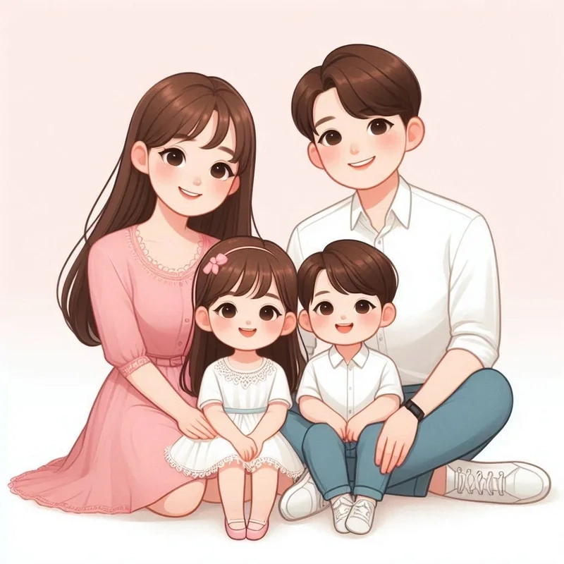 Cùng bé sáng tạo với vẽ tranh gia đình chibi cực vui nhộn