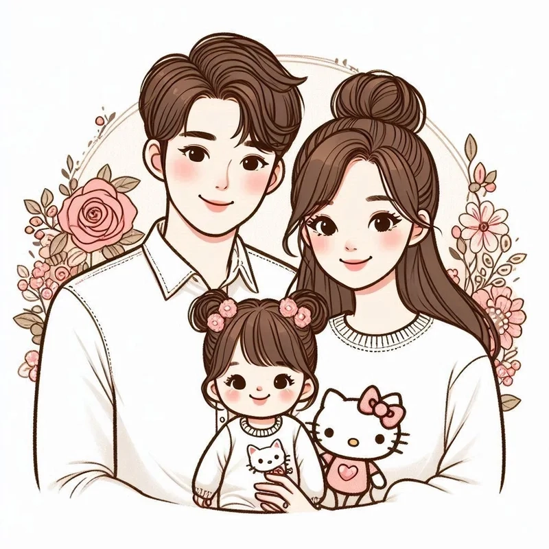 Mang yêu thương vào từng nét tranh gia đình chibi