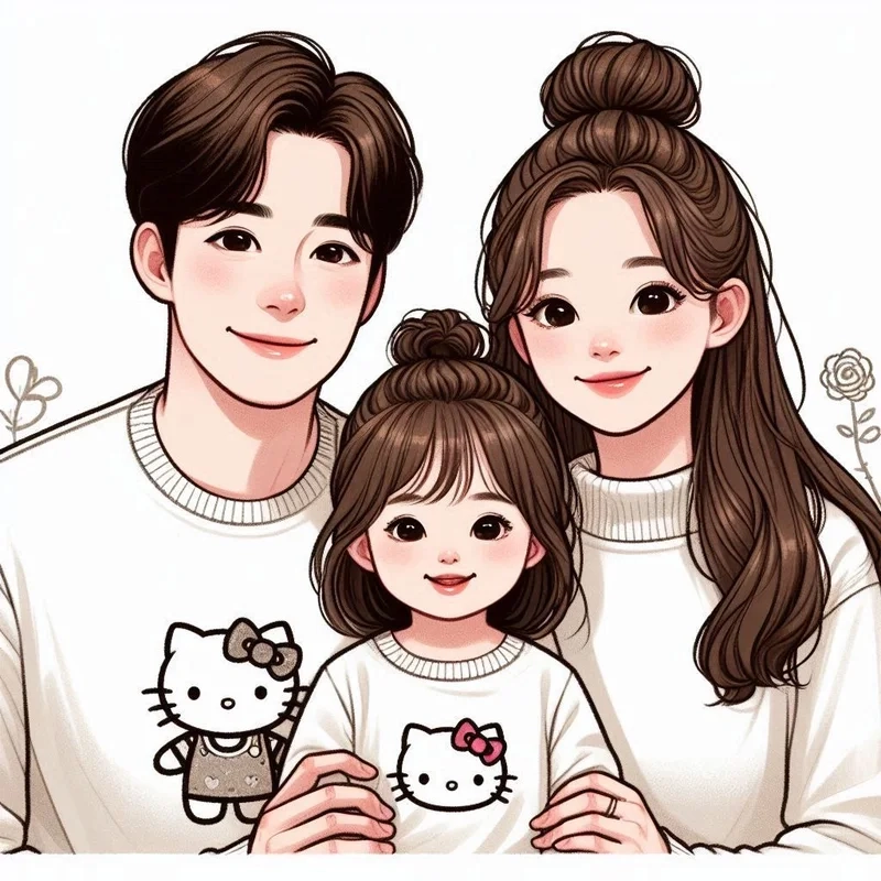 Tập vẽ cùng bé với vẽ gia đình chibi đơn giản