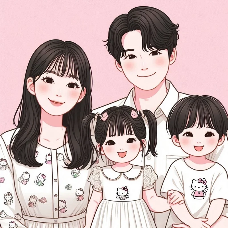 Gợi ý mẫu chibi gia đình đẹp lạ cho năm mới