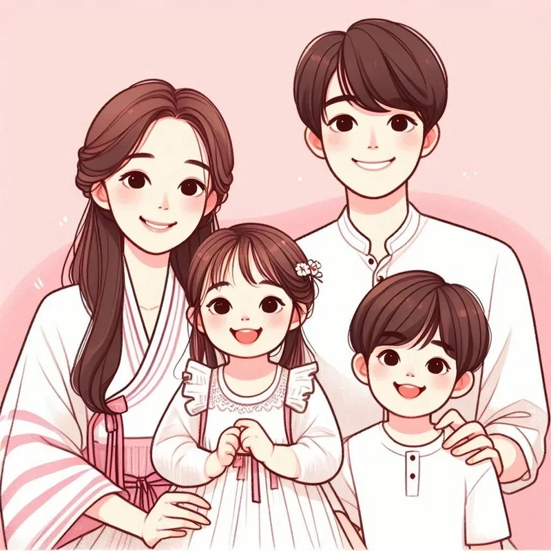 Đủ yêu thương trong ảnh gia đình chibi 4 người siêu dễ thương