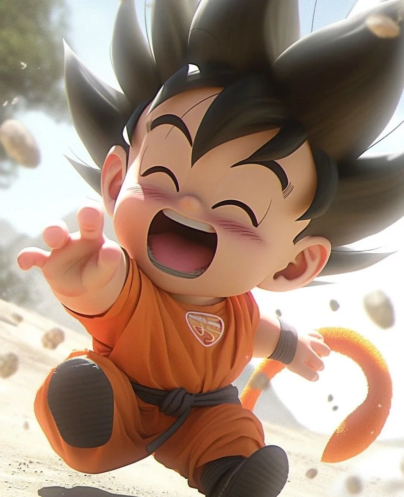 Goku chibi dancing tạo nên không khí sôi động cho fan anime