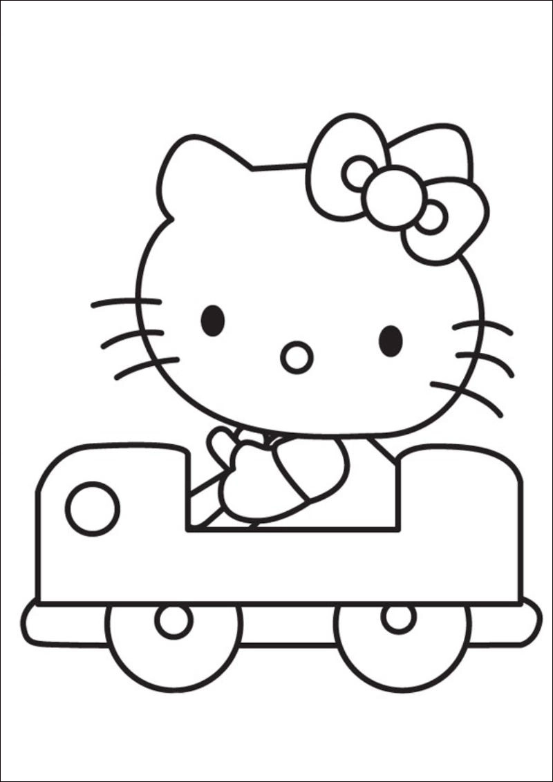 Hình vẽ mèo kitty dễ thương giúp bé tập tô và vẽ