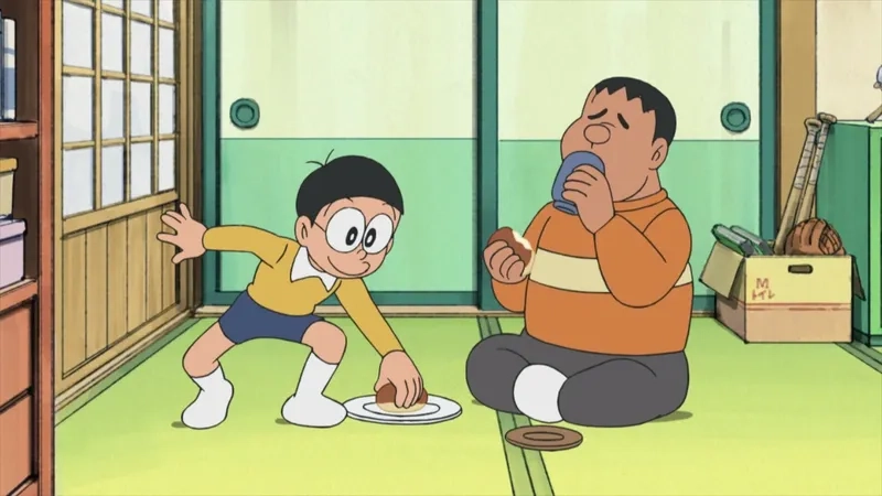 Nobita và Jaian tạo nên những tình huống đầy thú vị và hài hước