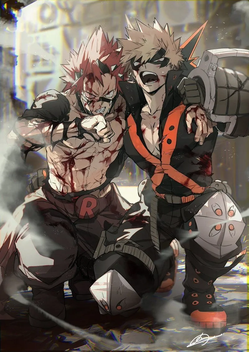 Kirishima x Bakugou cute là một hình ảnh dễ thương đầy sức mạnh của tình bạn trong anime