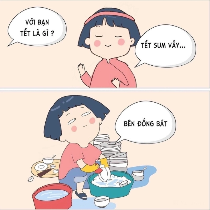 Meme dọn nhà ngày Tết – cảnh “học hành không lo, lau nhà rất nhiệt”