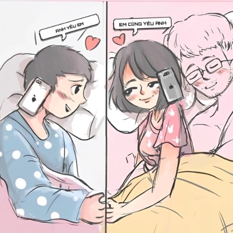 Meme tình cảm để nhắc nhở về sự gắn kết giữa những người yêu thương nhau.