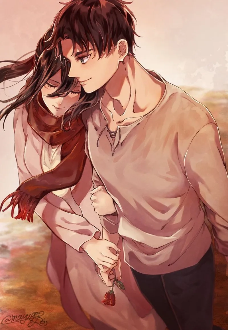 Ảnh Mikasa và Eren luôn khiến người hâm mộ 