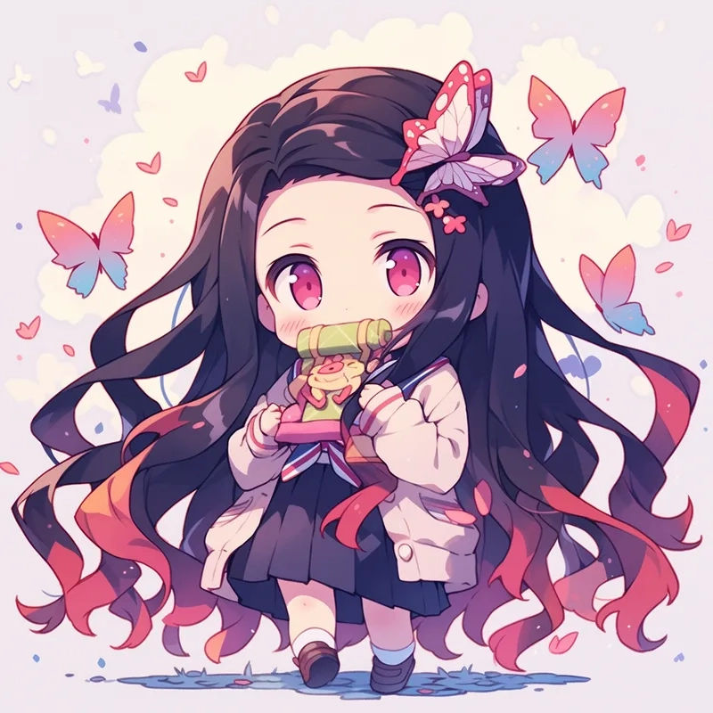 Hình Nezuko chibi phong cách dễ thương đầy sáng tạo