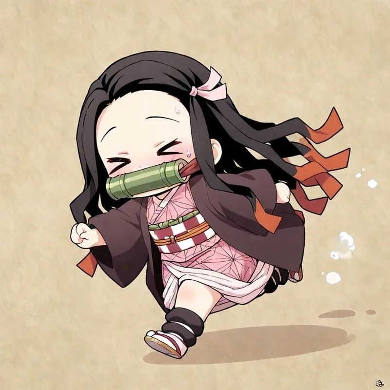Hình Nezuko cute chibi đầy màu sắc sẽ làm bạn yêu thích