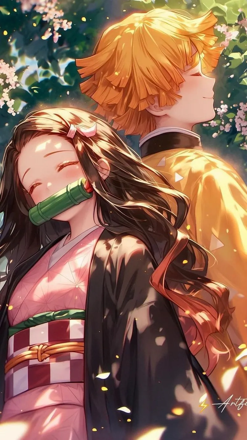 Zenitsu Nezuko cực kỳ dễ thương và đáng yêu