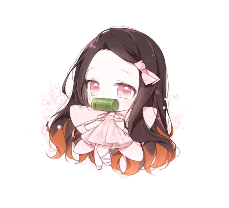Hình vẽ nezuko chibi với phong cách đáng yêu và dễ thương
