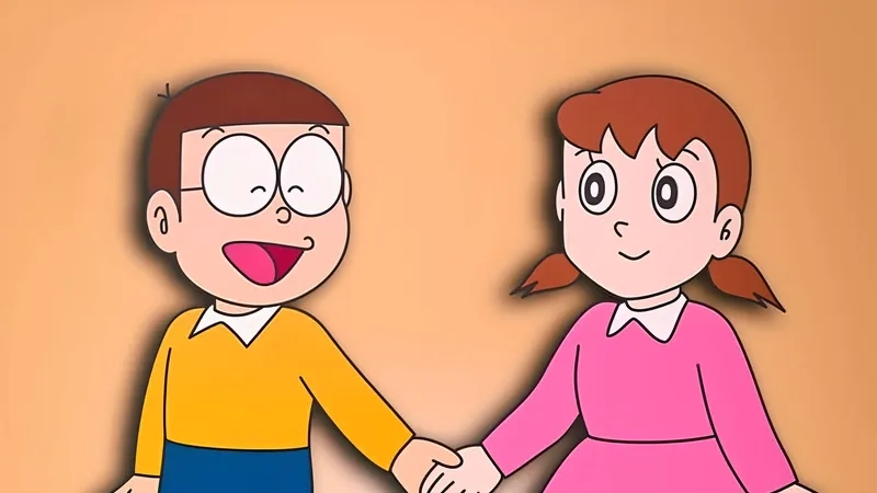 Dễ thương quá mức khi Nobita với Xuka cùng đi học