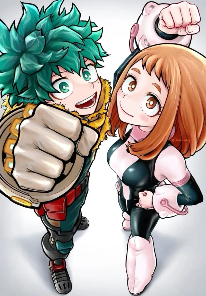 Hình ảnh Gacha Deku x Uraraka với phong cách dễ thương tuyệt đối