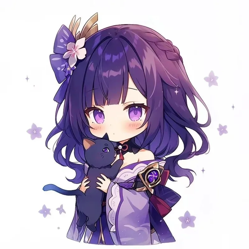 Cùng cười với raiden shogun chibi gif siêu ngầu