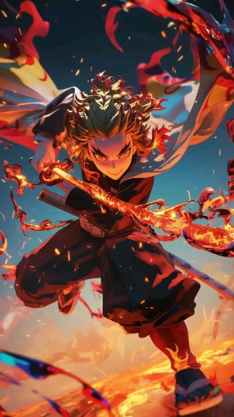 Kyojuro Rengoku Wallpaper giúp bạn thêm phần mạnh mẽ