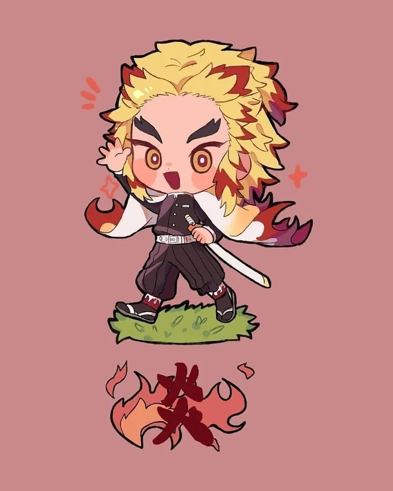 Cùng khám phá bộ ảnh demon slayer rengoku chibi đầy màu sắc