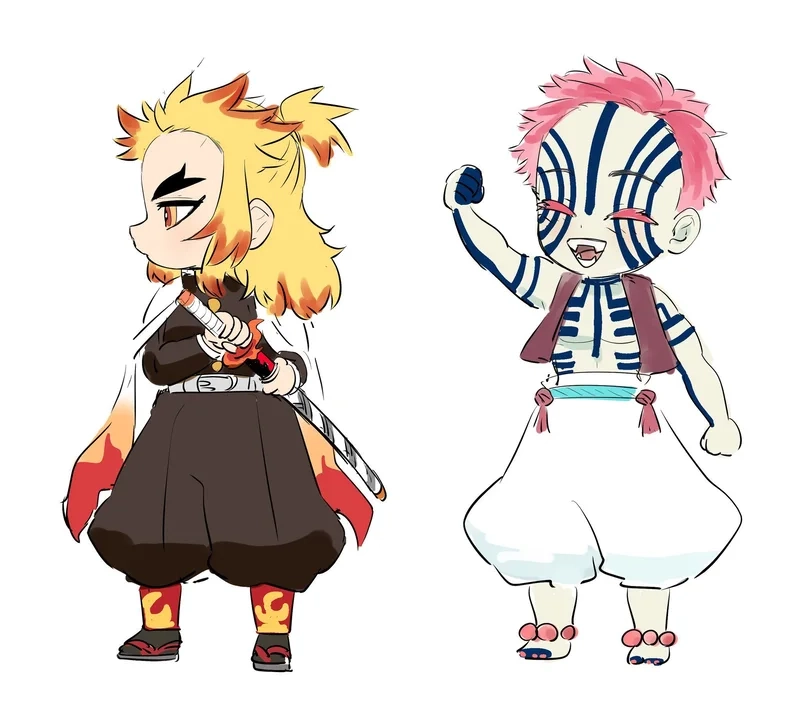 Bộ ảnh hài hước akaza x rengoku chibi gây bão mạng xã hội